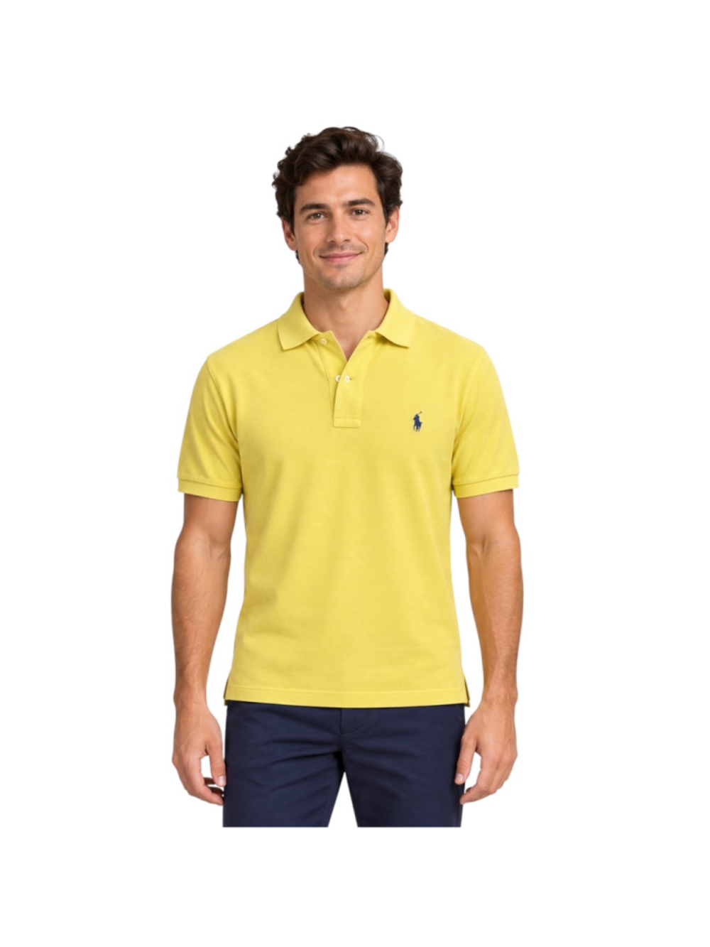 Polo Ralph Lauren Yellow Polo Shirt Men’s Small Navy Pony Preppy Country Club